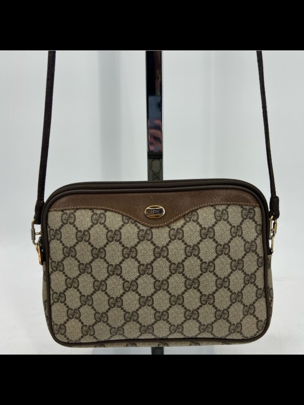 Gucci Brown GG Supreme Canvas Crossbody Bag Vintage 1980s